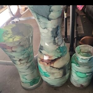 Elegant Marble-Effect Vase Set